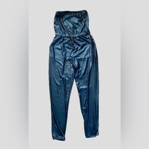 First Love Black Faux Leather Jumpsuit